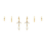 104798, 3 PAIRS FRESHWATER PEARL DANGLE & HOOP EARRING