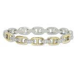 108399, 14K GOLD PLATED PAVE CUBIC ZIRCONIA ACCENT DESIGNER INSPIRED BANGLE BRACELET