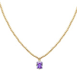 105665, GEOMETRIC CUBIC ZIRCONIA CHARM WITH BALL BEADED NECKLACE