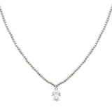 105665, GEOMETRIC CUBIC ZIRCONIA CHARM WITH BALL BEADED NECKLACE