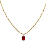 105665, GEOMETRIC CUBIC ZIRCONIA CHARM WITH BALL BEADED NECKLACE