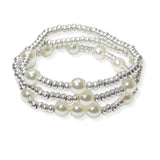 104806, PEARL WITH BEADED MULTI LAYERED STRETCH BRACELET