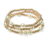 104806, PEARL WITH BEADED MULTI LAYERED STRETCH BRACELET