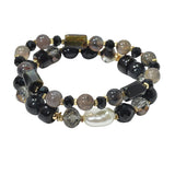 104811, FRESHWATER PEARL WITH RESIN BEADED MULTI LAYERED STRETCH BRACELET