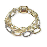 104813, 14K GOLD PLATED, DESIGNER INSPIRED LAYERED CHAIN MAGNETIC BRACELET
