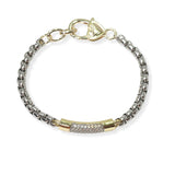 104814, 14K GOLD PLATED, MICRO PAVE CUBIC ZIRCONIA ACCENT DESIGNER INSPIRED BRACELET