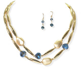 104816, GLASS BEAD ACCENT DOUBLE LAYERED NECKLACE