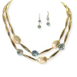 104816, GLASS BEAD ACCENT DOUBLE LAYERED NECKLACE