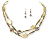 104816, GLASS BEAD ACCENT DOUBLE LAYERED NECKLACE