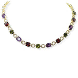 104820, 14K GOLD PLATED, GEOMETRIC CUBIC ZIRCONIA DESIGNER INSPIRED NECKLACE