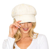 104832, BOW ACCENT TWEED NEWSBOY CAP