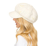 104832, BOW ACCENT TWEED NEWSBOY CAP