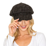104832, BOW ACCENT TWEED NEWSBOY CAP