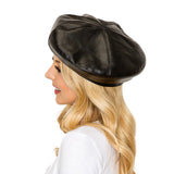 104834, PU LEATHER FLAT NEWSBOY CAP