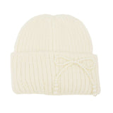 104835, PEARL RIBBON ACCENT KNITTED BEANIE