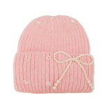 104835, PEARL RIBBON ACCENT KNITTED BEANIE