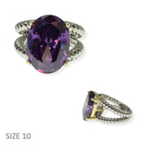 104839, PURPLE OVAL CUBIC ZIRCONIA DESIGNER INSPIRED RING