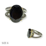 104839, BLACK OVAL CUBIC ZIRCONIA DESIGNER INSPIRED RING