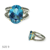 104839, TURQUOISE OVAL CUBIC ZIRCONIA DESIGNER INSPIRED RING