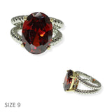 104839, RED OVAL CUBIC ZIRCONIA DESIGNER INSPIRED RING