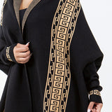 101846, MAZE PRINT SHAWL PONCHO WITH TASSEL