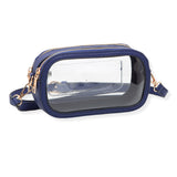 104849, CLEAR TRANSPARENT WITH LEATHER CROSSBODY BAG