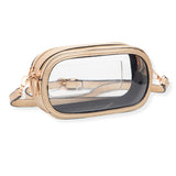 104849, CLEAR TRANSPARENT WITH LEATHER CROSSBODY BAG