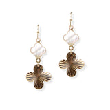 104867, CLOVER MOTHER OF PEARL ACCENT DANGLE EARRING