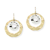 104870, HAMMERED ROUND GEOMETRIC METAL DANGLE EARRING