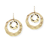 104870, HAMMERED ROUND GEOMETRIC METAL DANGLE EARRING