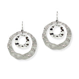 104870, HAMMERED ROUND GEOMETRIC METAL DANGLE EARRING