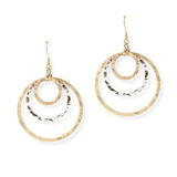 104876, HAMMERED MULTI ROUND METAL DANGLE EARRING