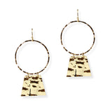 104877, HAMMERED GEOMETRIC ROUND DANGLE EARRING