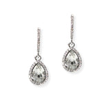 104879, 1.5" LONG TEARDROP ACCENT CRYSTAL RHINESTONE DANGLE EARRING