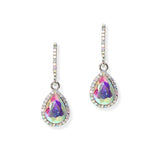 104879, 1.5" LONG TEARDROP ACCENT CRYSTAL RHINESTONE DANGLE EARRING
