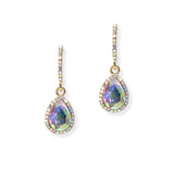 104879, 1.5" LONG TEARDROP ACCENT CRYSTAL RHINESTONE DANGLE EARRING