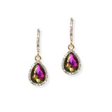 104879, 1.5" LONG TEARDROP ACCENT CRYSTAL RHINESTONE DANGLE EARRING