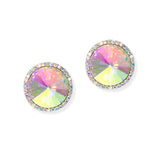 104880, ROUND CONE SHAPE RHINESTONE STUD EARRING