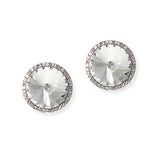 104880, ROUND CONE SHAPE RHINESTONE STUD EARRING