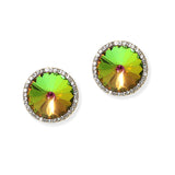 104880, ROUND CONE SHAPE RHINESTONE STUD EARRING