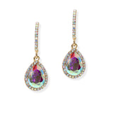 104881, 2" LONG TEARDROP ACCENT CRYSTAL RHINESTONE DANGLE EARRING