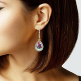 104881, 2" LONG TEARDROP ACCENT CRYSTAL RHINESTONE DANGLE EARRING