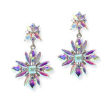 104882, FLOWER GEOMETRIC RHINESTONE DANGLE EARRING