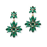 104882, FLOWER GEOMETRIC RHINESTONE DANGLE EARRING