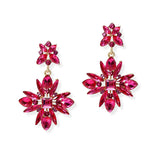104882, FLOWER GEOMETRIC RHINESTONE DANGLE EARRING