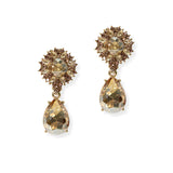 104883, FLOWERY RHINESTONE WITH TEARDROP DANGLE EARRING