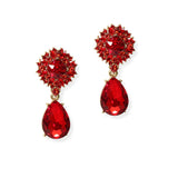 104883, FLOWERY RHINESTONE WITH TEARDROP DANGLE EARRING
