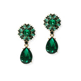 104883, FLOWERY RHINESTONE WITH TEARDROP DANGLE EARRING