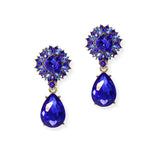 104883, FLOWERY RHINESTONE WITH TEARDROP DANGLE EARRING