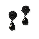 104883, FLOWERY RHINESTONE WITH TEARDROP DANGLE EARRING